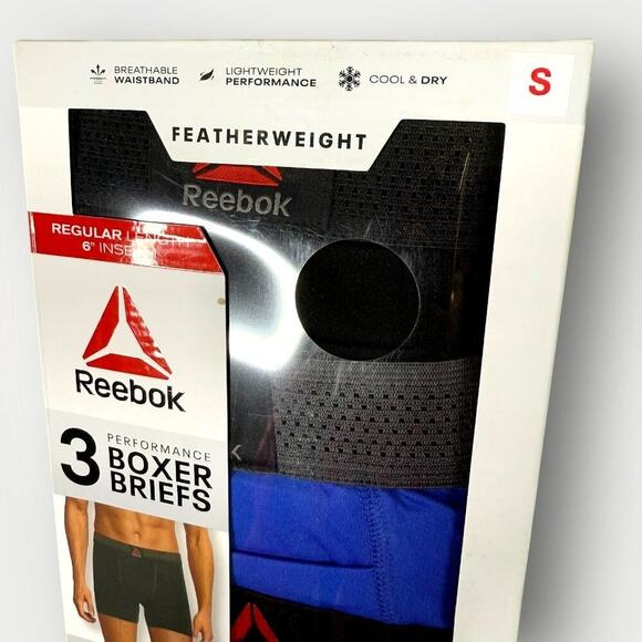 Reebok 3 Pack Featherweight Performance Boxer Briefs 6" Inseam Underwear Size S - Picture 6 of 11
